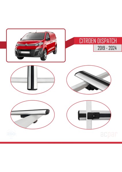 Citroen Dispatch 2019 ve Sonrası ile Uyumlu Basıc Model Ara Atkı Tavan Barı Gri