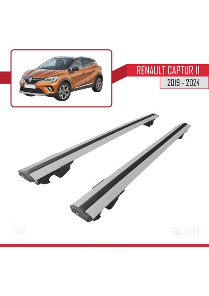 Renault Captur Iı 2019 ve Sonrası ile Uyumlu Hook Model Anahtar Kilitli Ara Atkı Tavan Barı Gri fırsatları