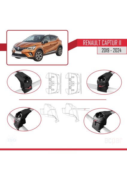 Renault Captur Iı 2019 ve Sonrası ile Uyumlu Ace-2 Ara Atkı Tavan Barı Gri indirimleri