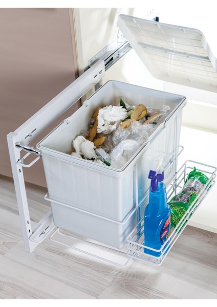 Plastik Çöp Kovası Şişelik Yandan Teleskopik Raylı 25 Lt