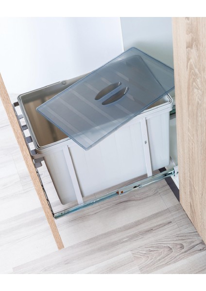 Tekli Çöp Kovası Manuel Kapaklı Çekmeceye Bağlı 25 Lt
