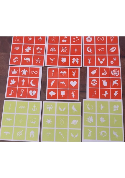 Geçici Dövme Seti 81 Şablon 3 Tüp Siyah Al Najam Kına ve Fırça Hediyeli modelleri