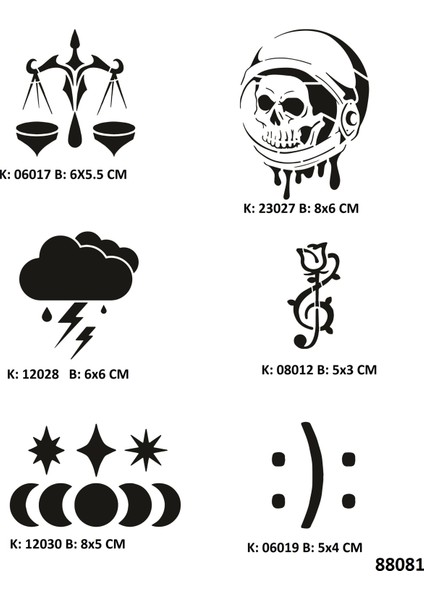 Gökyüzünün Adaleti Geçici Dövme Şablonları Seti Spreysiz fiyatları