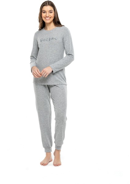 3981 Kadın Yuvarlak Yaka Viskonlu Pijama Takımı