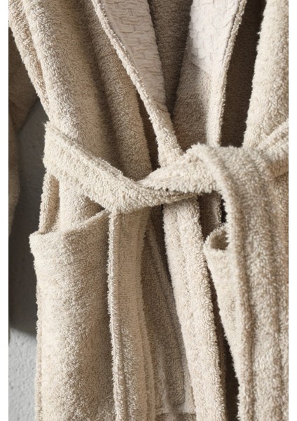 Tuwa Unisex Pamuklu XL Beden Tekli Bornoz Seti - Bej fırsatları