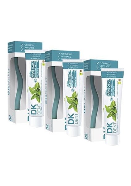 Dkdent Vegan Nane Özlü Florürsüz Diş Macunu 75 Ml Diş Fırçası Li X 3 Adet
