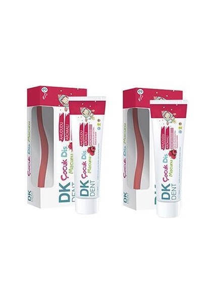 Dkdent Ahududu Aromalı Florürsüz Çocuk Diş Macunu 50 Ml Fırça Li X 2 Adet