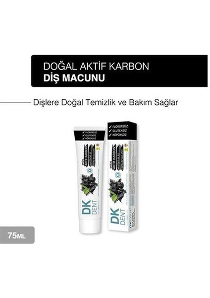 Dkdent Aktif Karbonlu Florürsüz Diş Doğal Macunu 75 Ml X 3 Adet