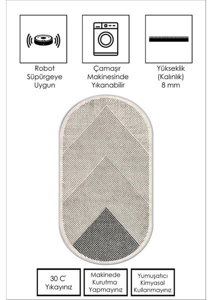 Dijital Baskı Makinede Yıkanabilir Kaymaz Taban Leke Tutmaz Bej Oval Mutfak Halısı Salon Halısı ve Yolluk fiyatları