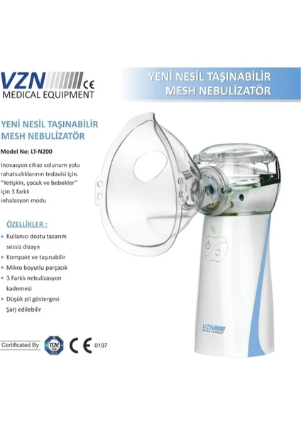 Mesh Nebulizatör LT-N200 Kademeli Püskürtme Özellikli