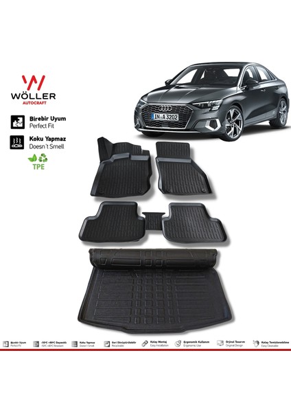 Audi A3 Sedan Paspas Bagaj Havuzu 2021 Sonrası 3D Ultraflex Set