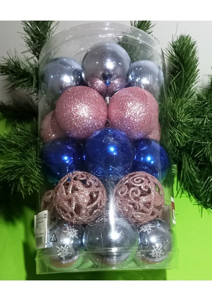 Vıp Deluxe 25 Adet 6 cm Yılbaşı Topu Yılbaşı Ağacı Süsleri 5 Farklı Model Top Süs Noel Ağacı Süsleri