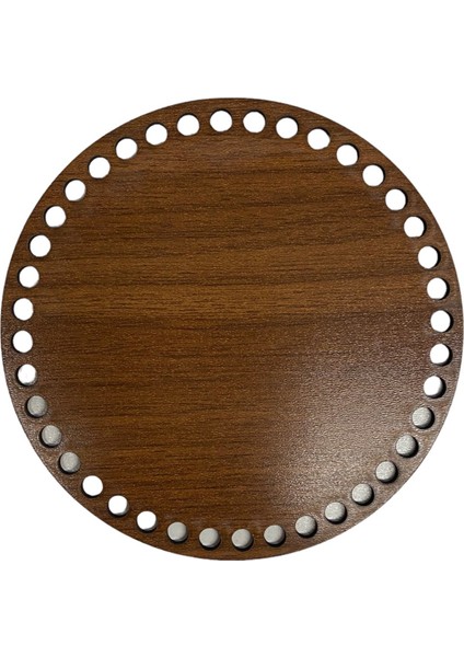 Ahşap Sepet Tepsi Tabanı 15 cm Yuvarlak Ceviz Çift Yüz 3mm