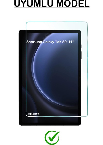 Duhalıne Samsung Galaxy Tab S9 Uyumlu Standlı Tablet Kılıfı + Kırılmaz Ekran Koruyucu+ Dokunmatik Kalem