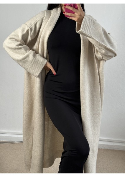 Ekru Pis Dikiş Detaylı Uzun Oversize Yumoş Triko Hırka 26257 fiyatları