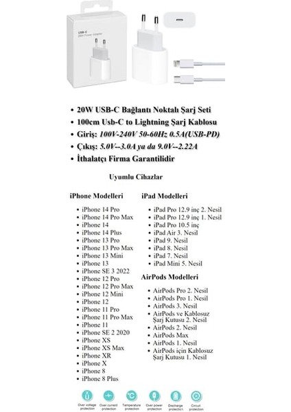 Apple 20W Usb-C iPhone 11 12 13 Pro Max Yeni Nesil Hızlı Şarj Aleti Seti Kablo ve Adaptör modelleri