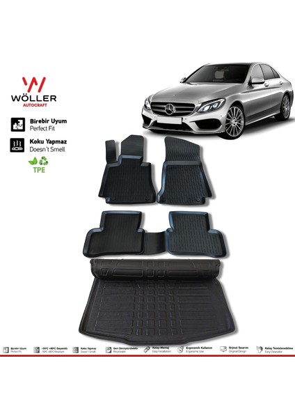 Mercedes C Serisi W205 Paspas Bagaj Havuzu 2014 2021 Arası 3D Wöller Ultraflex Set