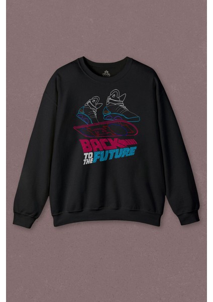 Unisex Sweatshirt Back To The Future Geleceğe Dönüş Uçan Kaykay Baskılı Sweatshirt