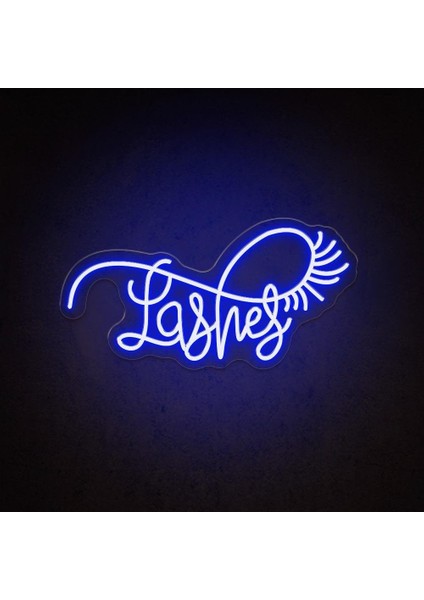 Lashes Yazılı ve Şekilli Yazılı Neon Tabela