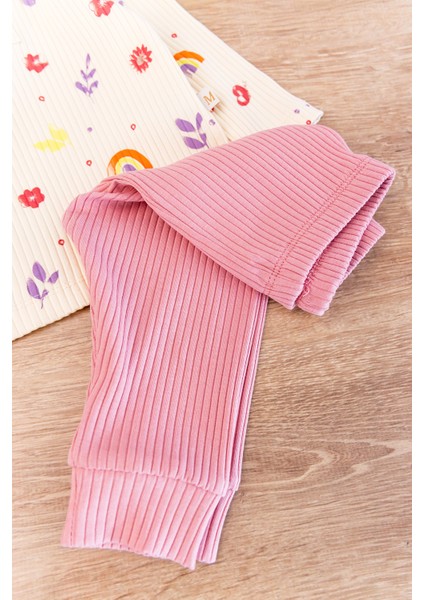 Gökkuşağı Desenli 2'li Kız Bebek Takım Alt Üst Bebek Takımı modelleri