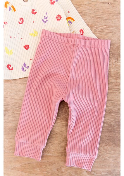 Gökkuşağı Desenli 2'li Kız Bebek Takım Alt Üst Bebek Takımı fırsatları