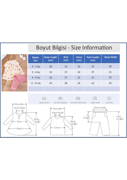 Gökkuşağı Desenli 2'li Kız Bebek Takım Alt Üst Bebek Takımı indirimleri