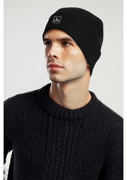 Kışlık Bere Şapka Düz Logolu Yumuşak Triko Basic Akrilik Beanie