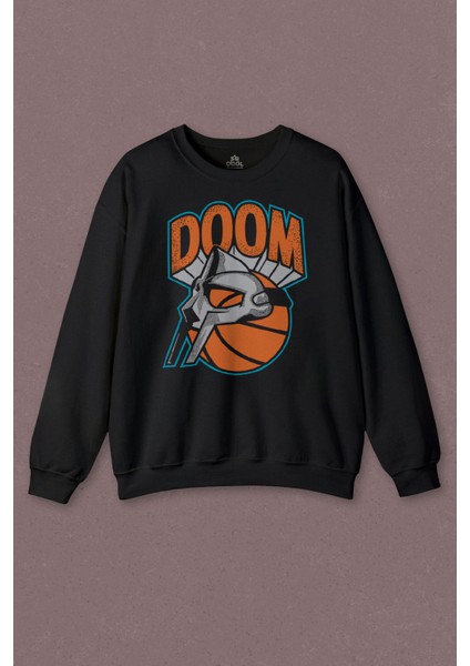 Unisex Sweatshirt Mf Doom Basketbol Hip Hop Maske Baskılı Sweatshirt