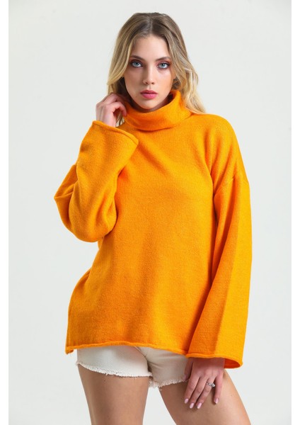 Oranj Yumoş Oversize Balıkçı Yaka Kazak 24309