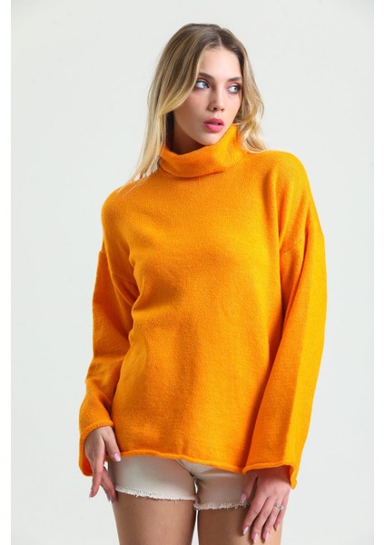 Oranj Yumoş Oversize Balıkçı Yaka Kazak 24309 modelleri