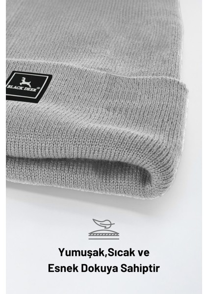 Kışlık Bere Şapka Düz Logolu Yumuşak Triko Basic Akrilik Beanie