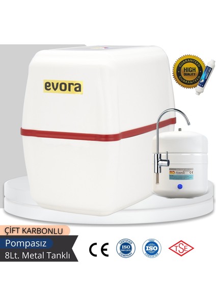 5 Aşamalı 8 Lt Beyaz Kapalı Oval Kasa Pompasız Su Arıtma Cihazı