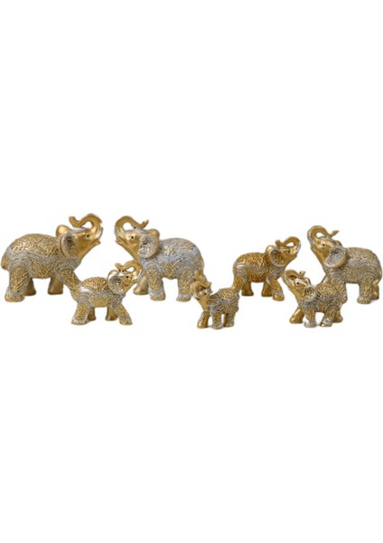 Lüks Işlemeli 7li Bereket Fil Biblo Hediyelik Dekoratif Ürün Konsol Vitrin Süsü Ev Yılbaşı Hediyesi2 fiyatları
