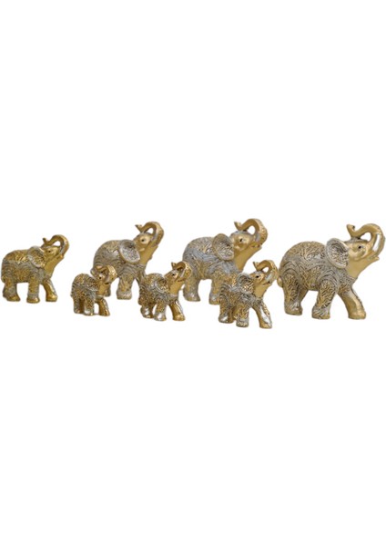 Lüks Işlemeli 7li Bereket Fil Biblo Hediyelik Dekoratif Ürün Konsol Vitrin Süsü Ev Yılbaşı Hediyesi2 indirimleri