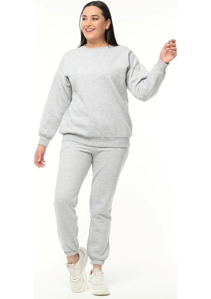 Kadın Büyük Beden Basıc Şardonlu Gri Sweatshirt fiyatları