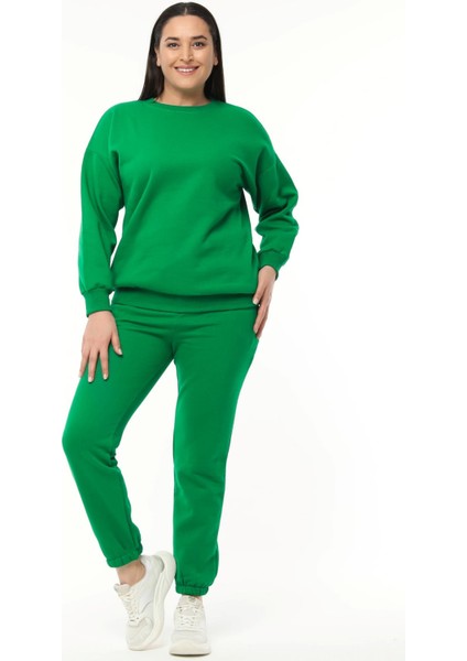 Kadın Büyük Beden Basıc Şardonlu Yeşil Sweatshirt fiyatları
