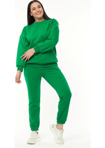 Kadın Büyük Beden Basıc Şardonlu Yeşil Sweatshirt fırsatları