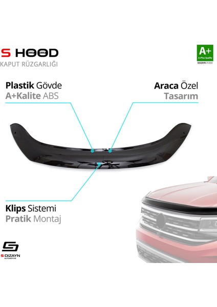 S-Dizayn Dacia Dokker Abs Plastik Kaput Rüzgarlığı 2012 Üzeri A+Kalite