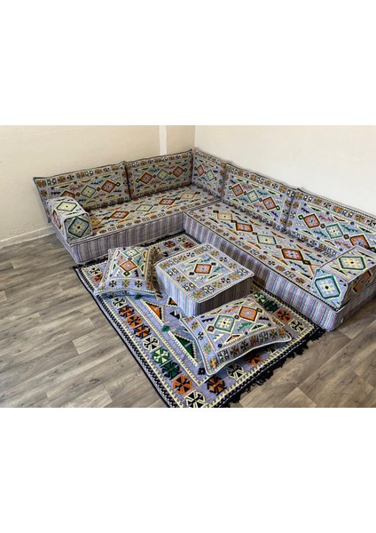 Şark Köşesi Anadolu Desenli Minder, Kilim, Orta Puf Takımı Konsept Gri fiyatları