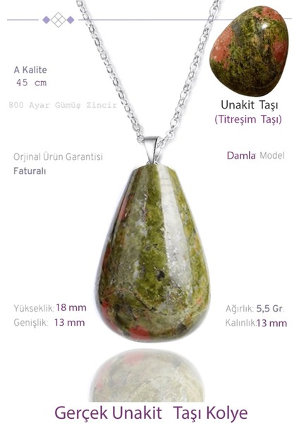 Damla Model Unakit Taşı Kolye