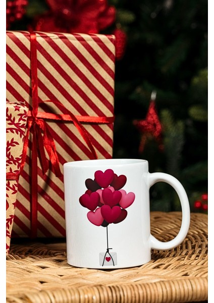 Uçan Kalpler Baskılı Kupa Bardak Porselen Çay Kahve Fincanı Hediye fiyatları