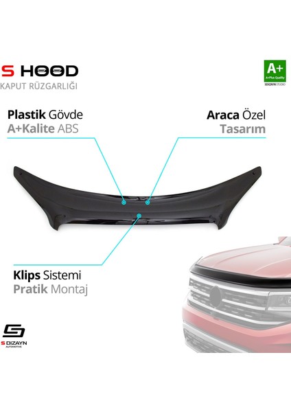 S-Dizayn Fiat Doblo Abs Plastik Kaput Rüzgarlığı 2006-2011 A+Kalite