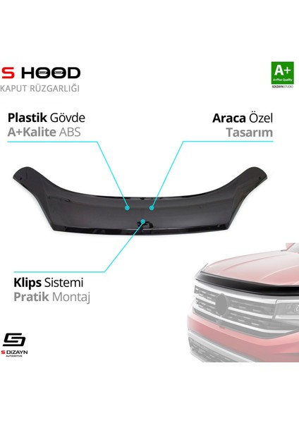S-Dizayn Fiat Ducato Abs Plastik Kaput Rüzgarlığı 2014 Üzeri A+Kalite