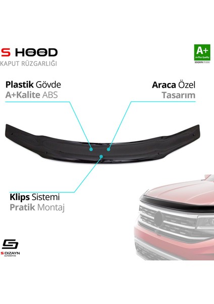S-Dizayn Fiat Palio Abs Plastik Kaput Rüzgarlığı 2005-2012 A+Kalite