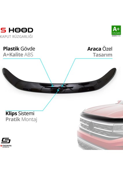 S-Dizayn Ford Ranger Abs Plastik Kaput Rüzgarlığı 2011-2015 A+Kalite