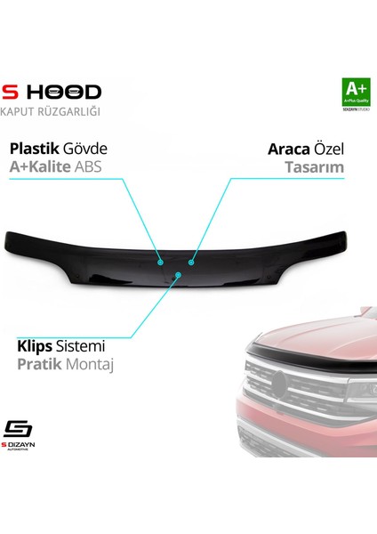 S-Dizayn Ford Transit Abs Plastik Kaput Rüzgarlığı Dar Model 1993-2002 A+Kalite