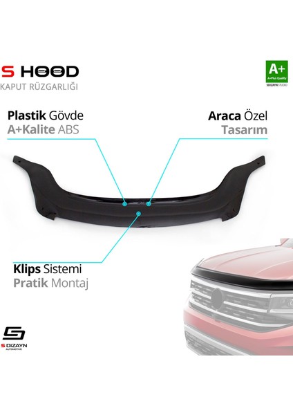 S-Dizayn Ford Kuga Abs Plastik Kaput Rüzgarlığı 2008-2012 A+Kalite