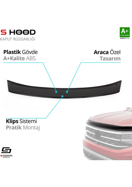 S-Dizayn Honda Civic Abs Plastik Kaput Rüzgarlığı 2006-2012 A+Kalite