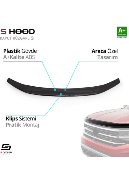 S-Dizayn Honda Civic Abs Plastik Kaput Rüzgarlığı 2012-2016 A+Kalite