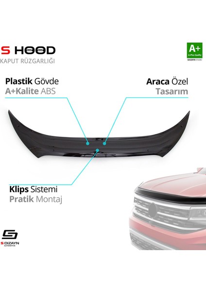 S-Dizayn Hyundai İX35 Abs Plastik Kaput Rüzgarlığı 2011 Üzeri A+Kalite